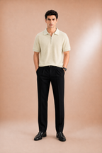 Modern Fit-Placket Zip Jacquard Polo
