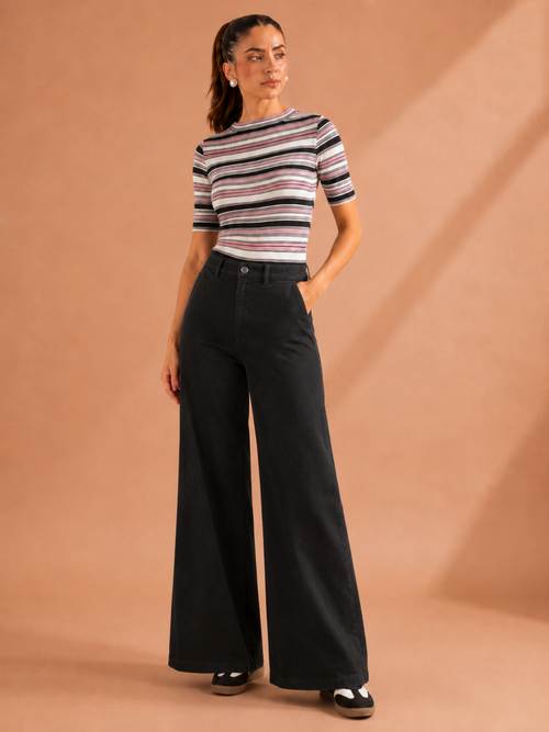 Wide Leg High Rise Jeans