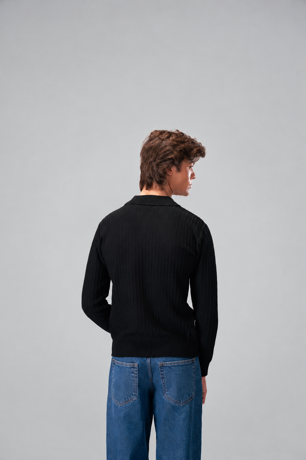 Modern Zip Neck Texture Sweater
