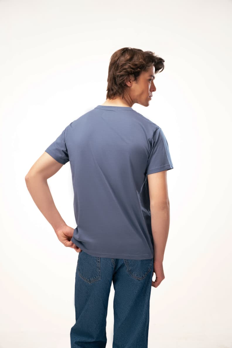 Blue Tee Back View Dark Denim