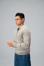 Modern Zip Neck Texture Sweater