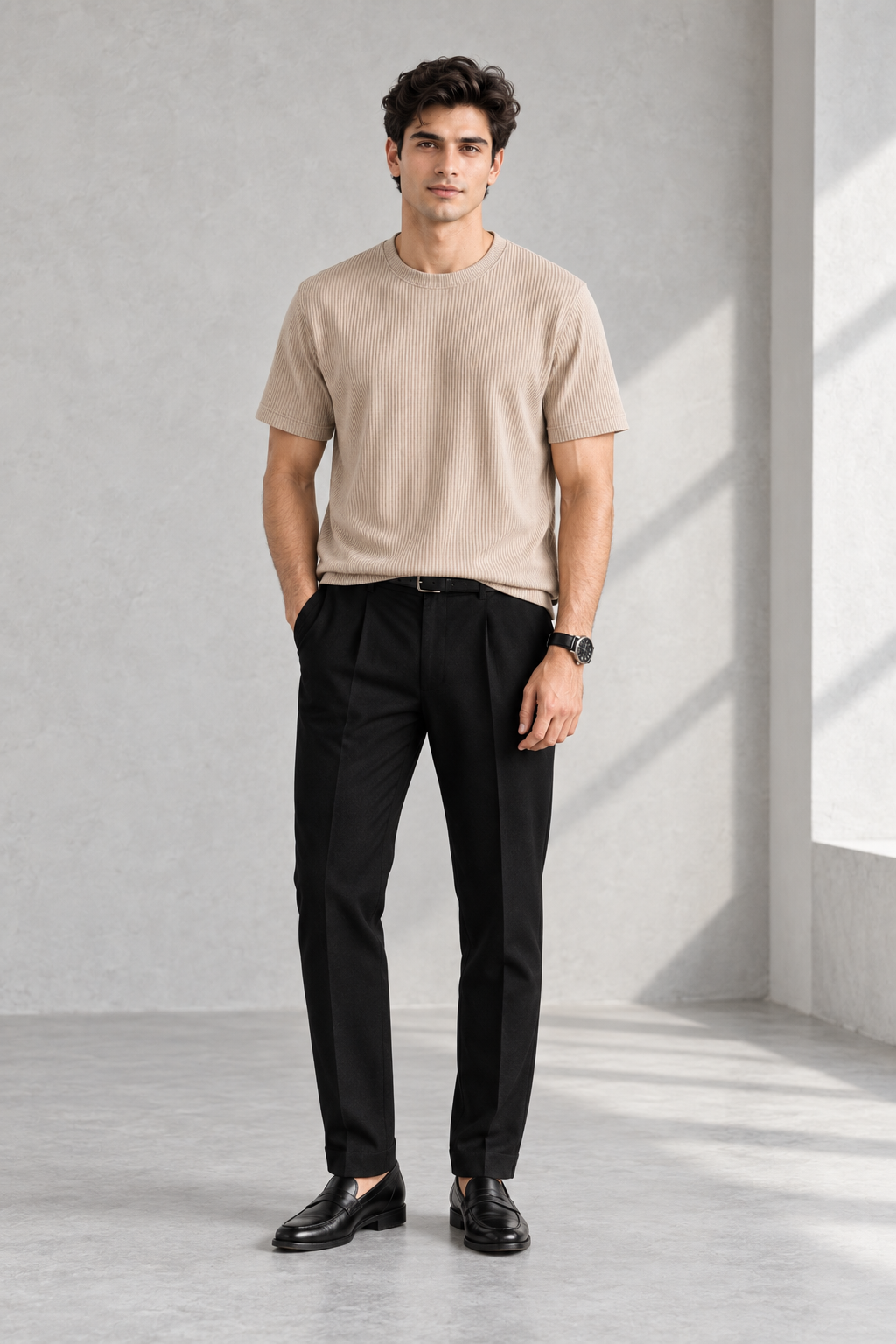 Urban Fit-Jacquard Structured Tee