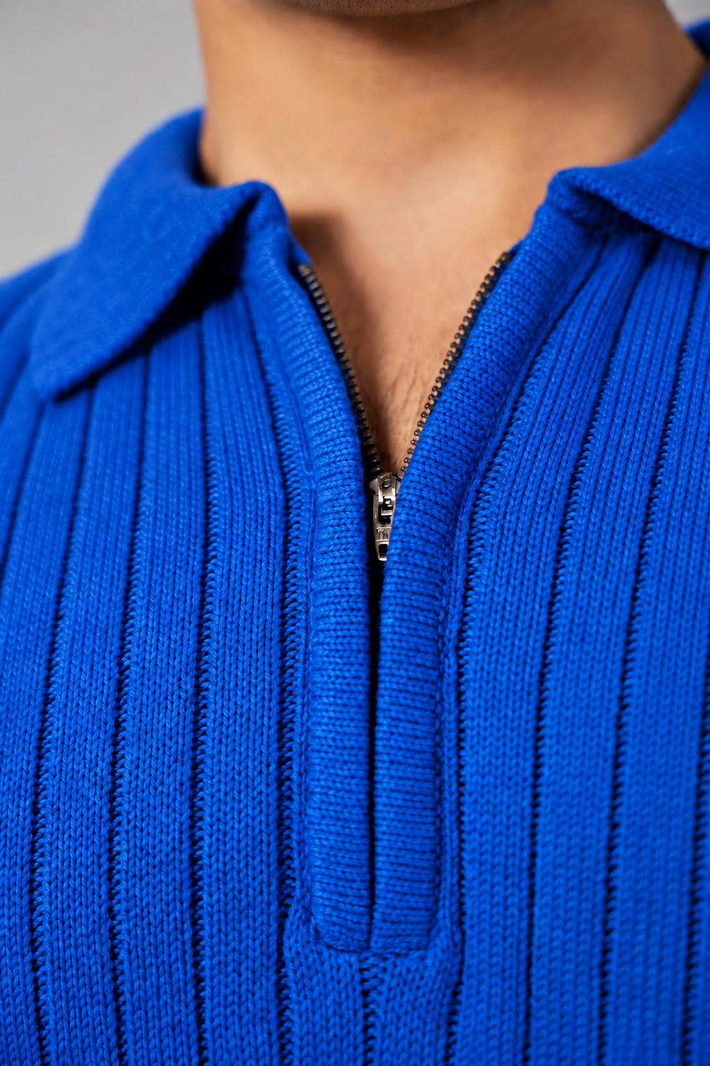 Modern Zip Neck Texture Sweater