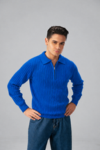 Modern Zip Neck Texture Sweater