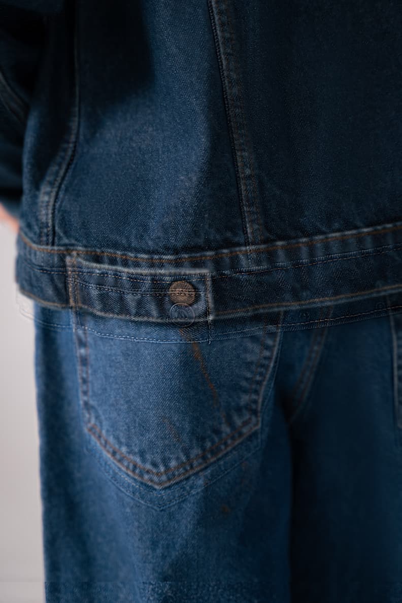Closeup View Of Denim Jacket Back Detailing