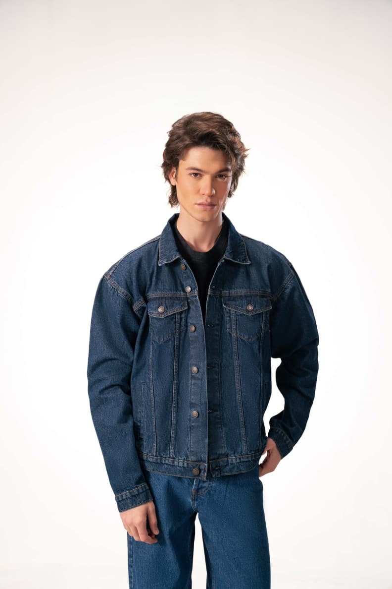 Male Model In Relaxed Fit Denim Jacket Front Look