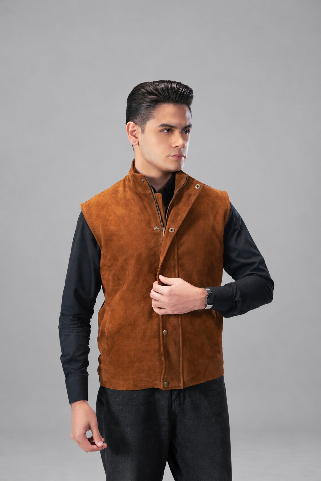 Suede Leather Sleeveless Layer