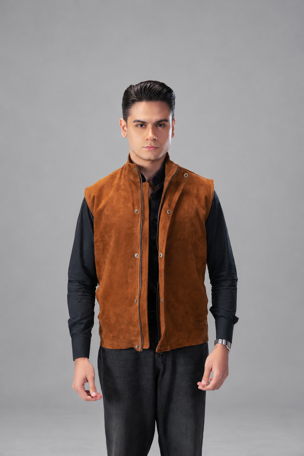 Suede Leather Sleeveless Layer