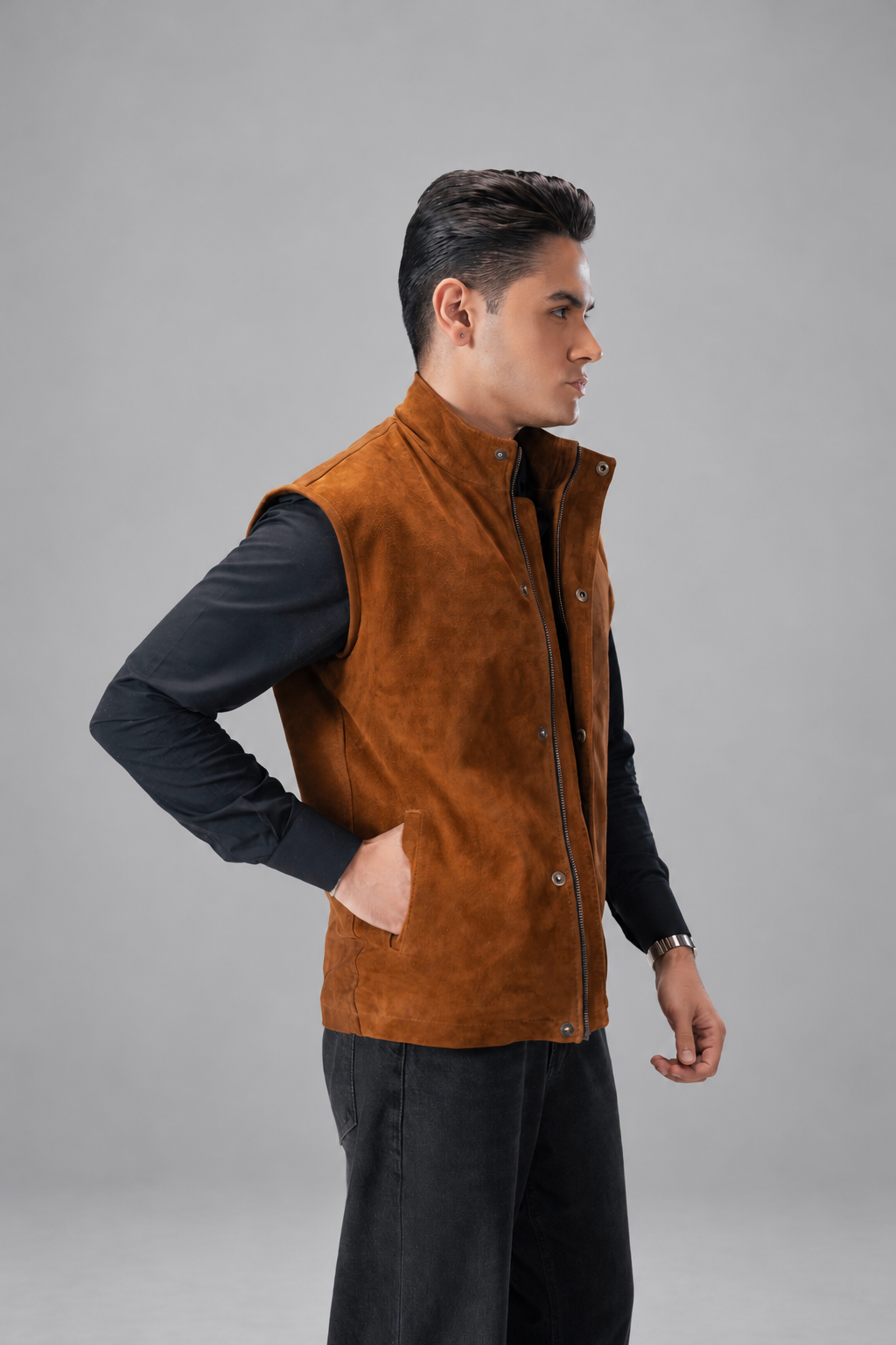Suede Leather Sleeveless Layer