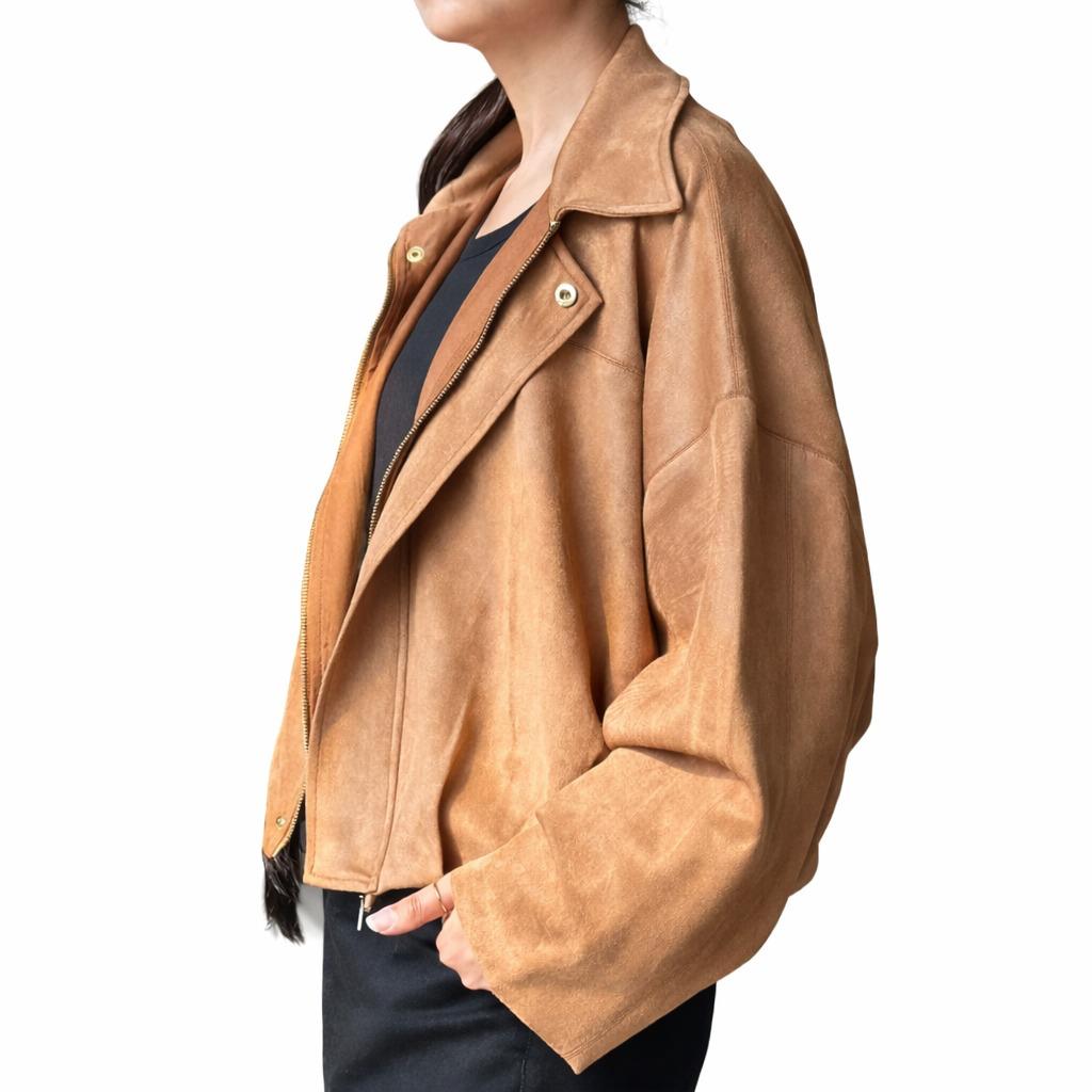 Faux Suede Balloon Jacket
