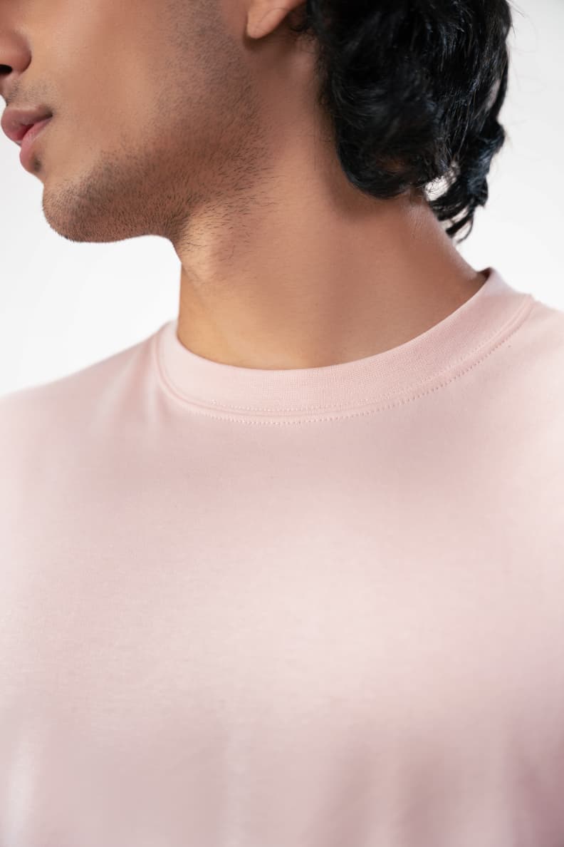 Interlock Boxy Tee Neck Closeup Rose Quartz