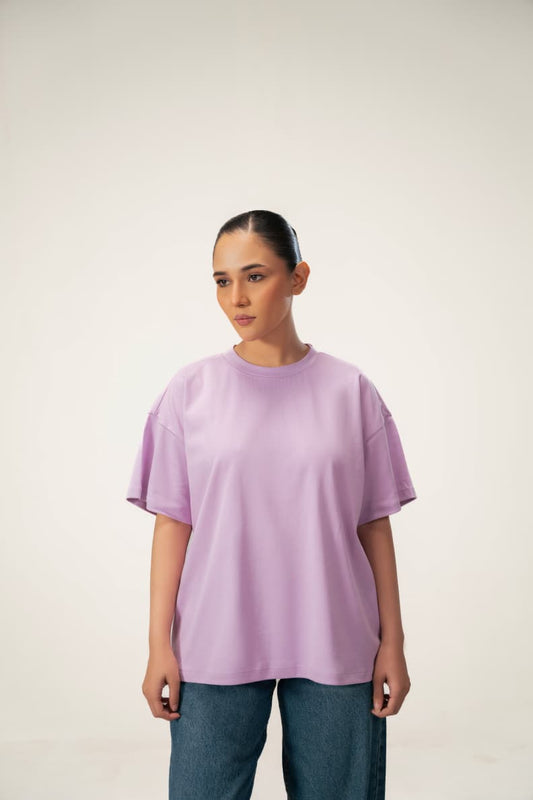 INTERLOCK LUXURY TEE LILAC FRONT POSE Lavender Oil 