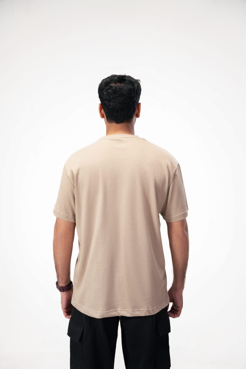 Jacquard Structured Tee Beige Back Worn Trench Coat