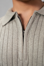 Modern Zip Neck Texture Sweater