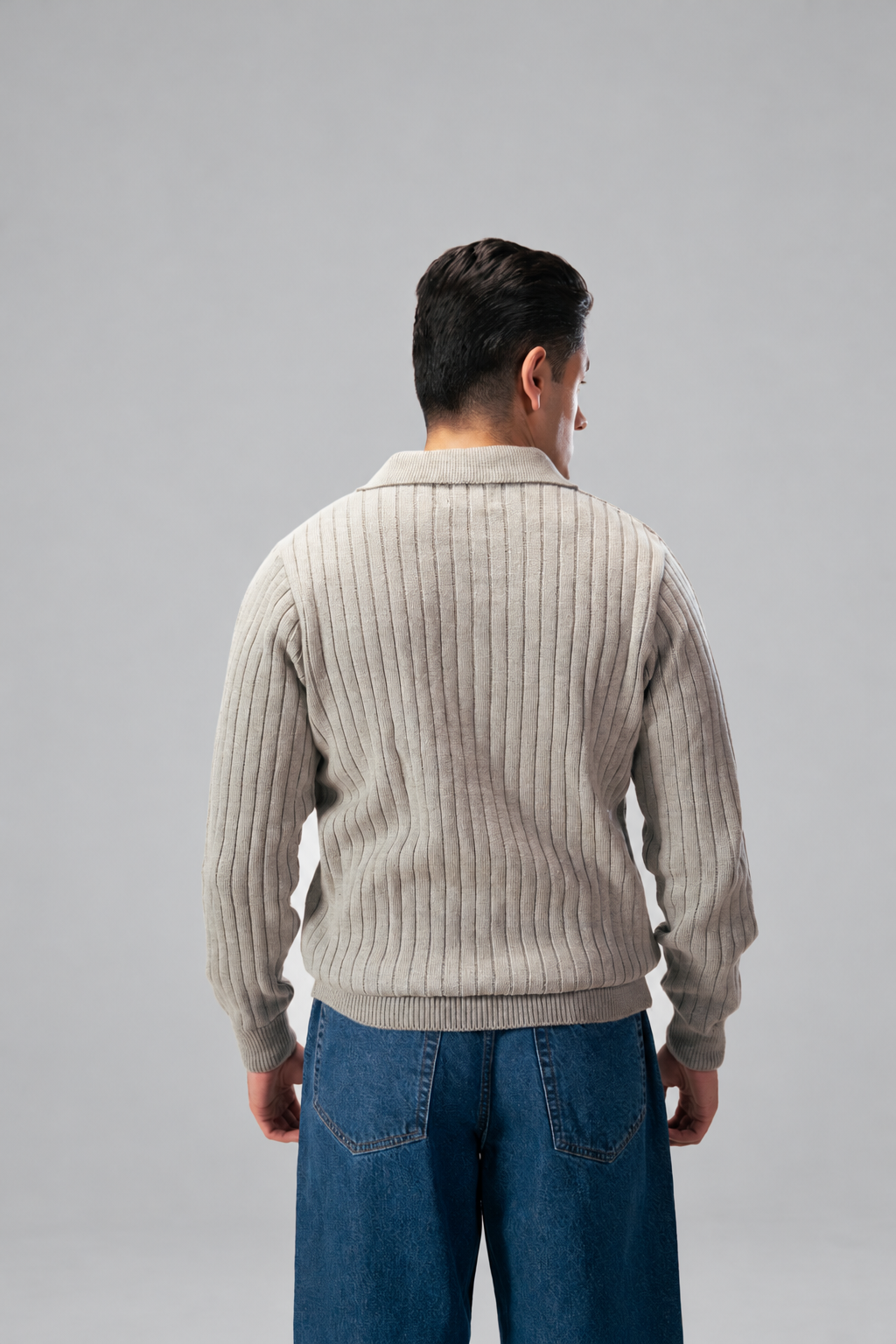 Modern Zip Neck Texture Sweater