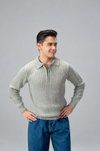 Modern Zip Neck Texture Sweater