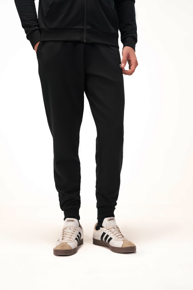 LOUNGE WEAR BOTTOM BLACK FRONT WORN Black