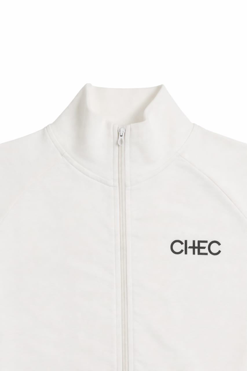 LOUNGE WEAR TOP WHITE ZIP CLOSEUP Marshmallow