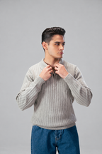 Modern Zip Neck Texture Sweater