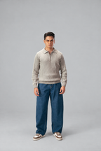 Modern Zip Neck Texture Sweater
