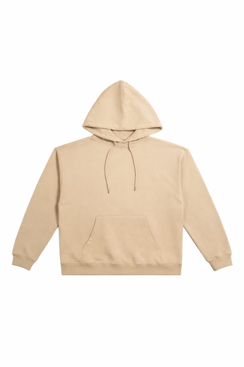 RELAXED FIT HOODIE BEIGE FLATLAY Classic Khaki