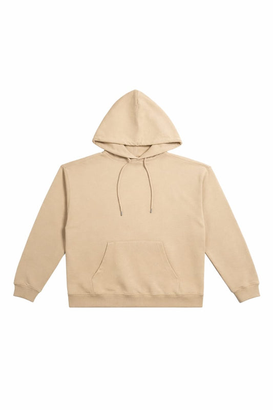 RELAXED FIT HOODIE BEIGE FLATLAY Classic Khaki