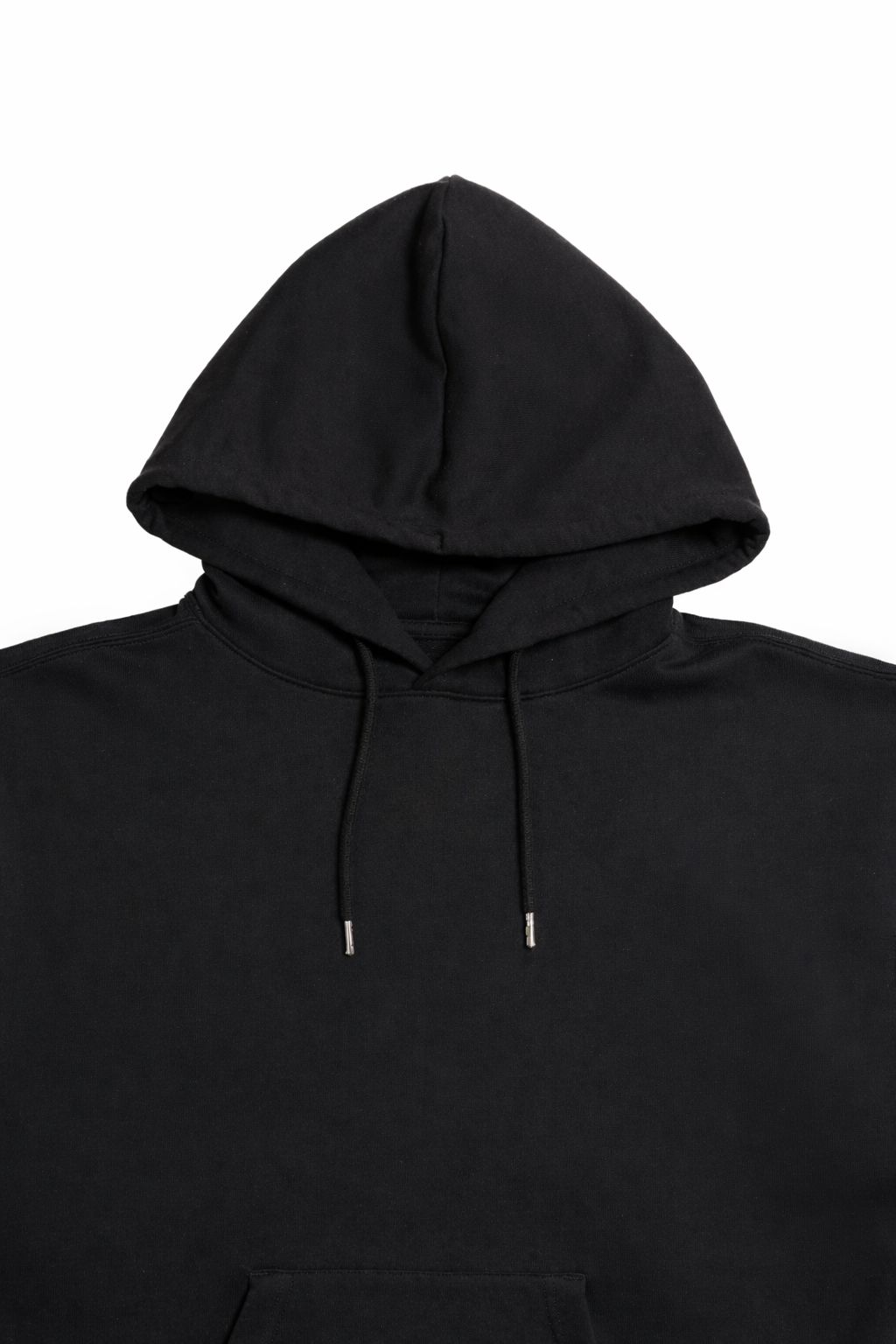 RELAXED FIT HOODIE BLACK HOOD CLOSEUP Black
