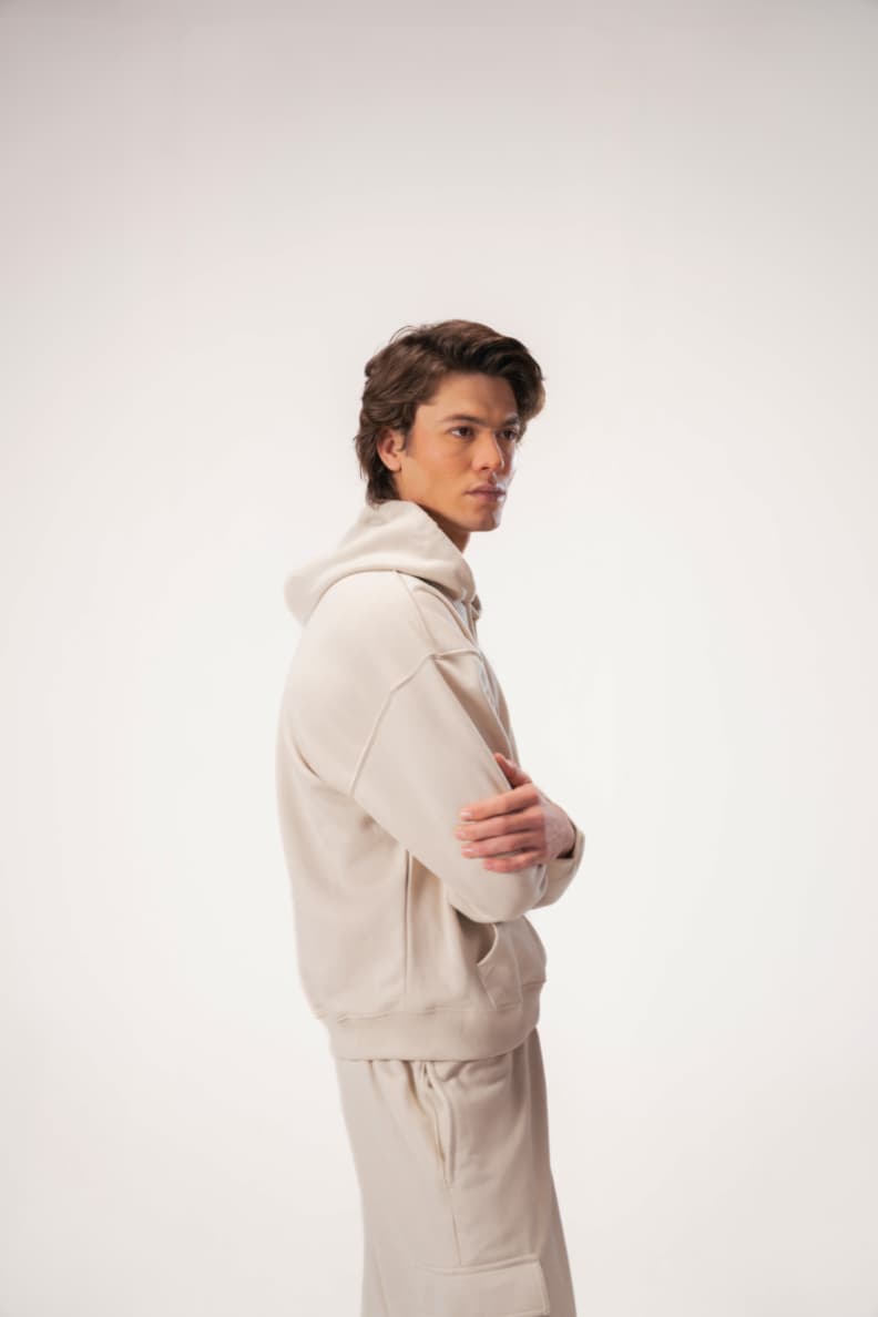 RELAXED FIT HOODIE CREAM BACK VIEW Silver Lining