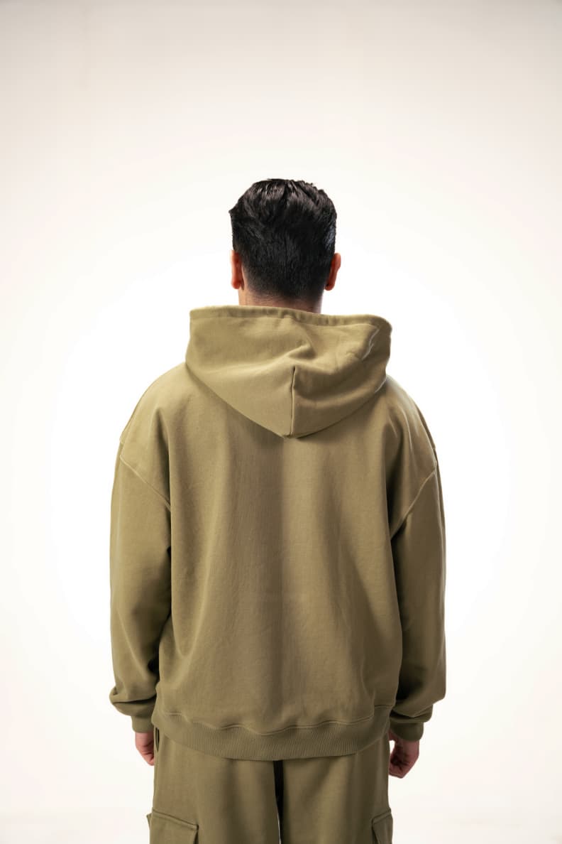 Relaxed Fit Hoodie Olive Back Worn Martini olive Dark
