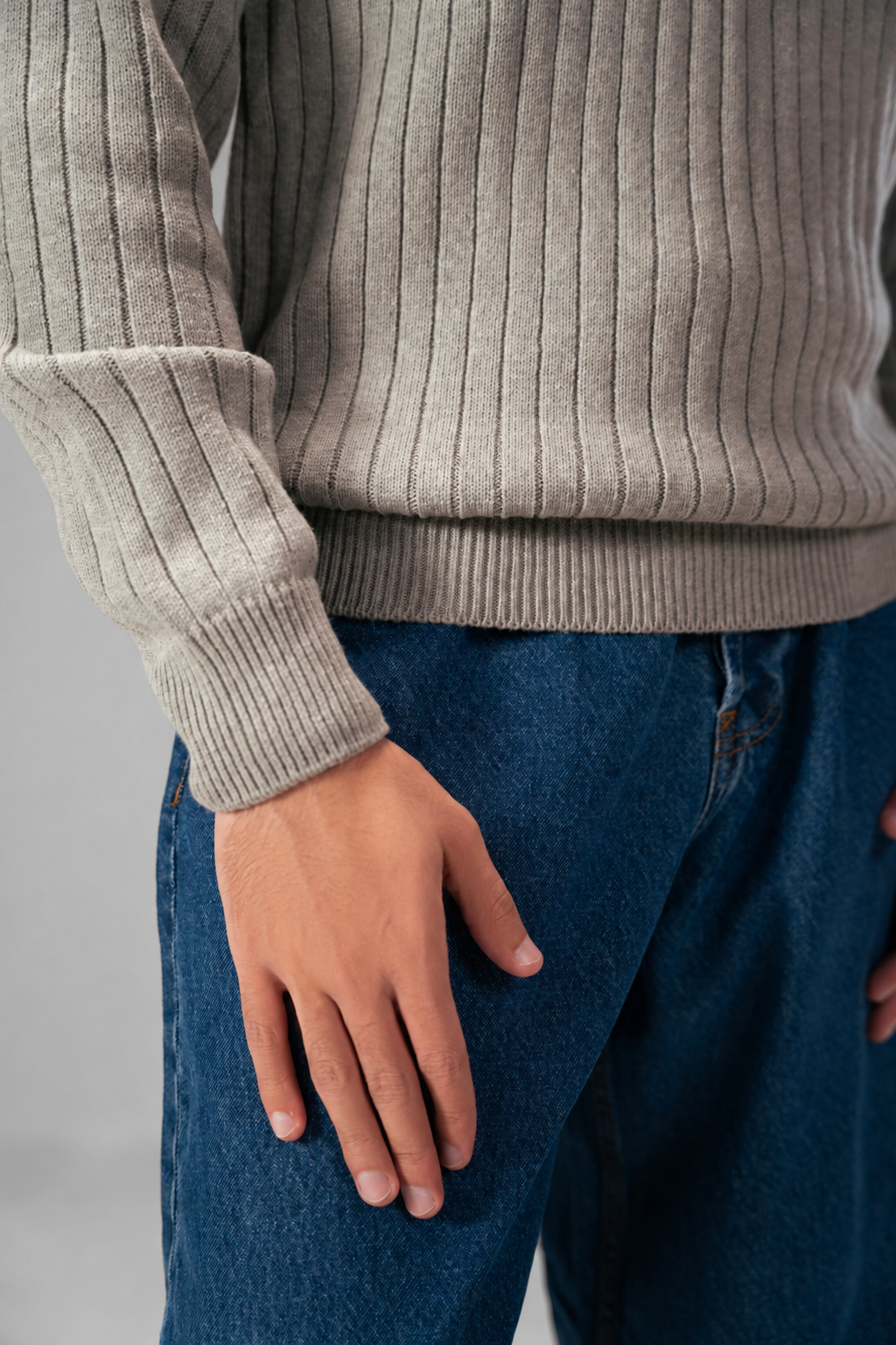 Modern Zip Neck Texture Sweater