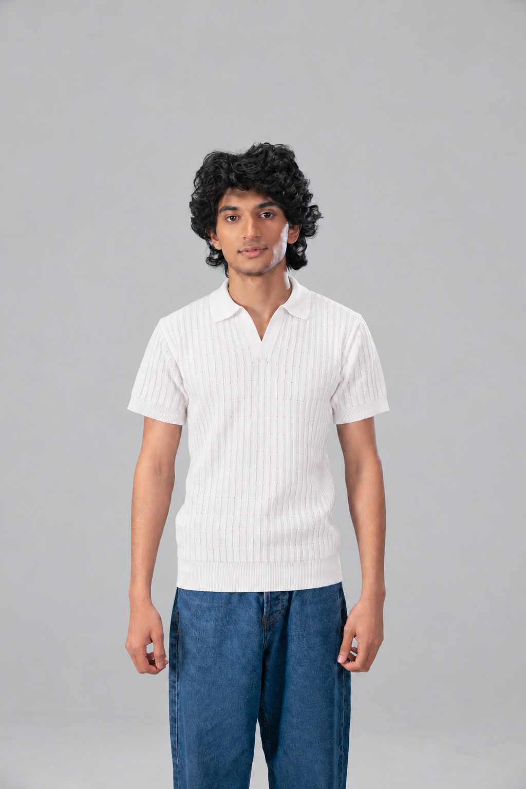 Johnny Collar Cable Knit Polo