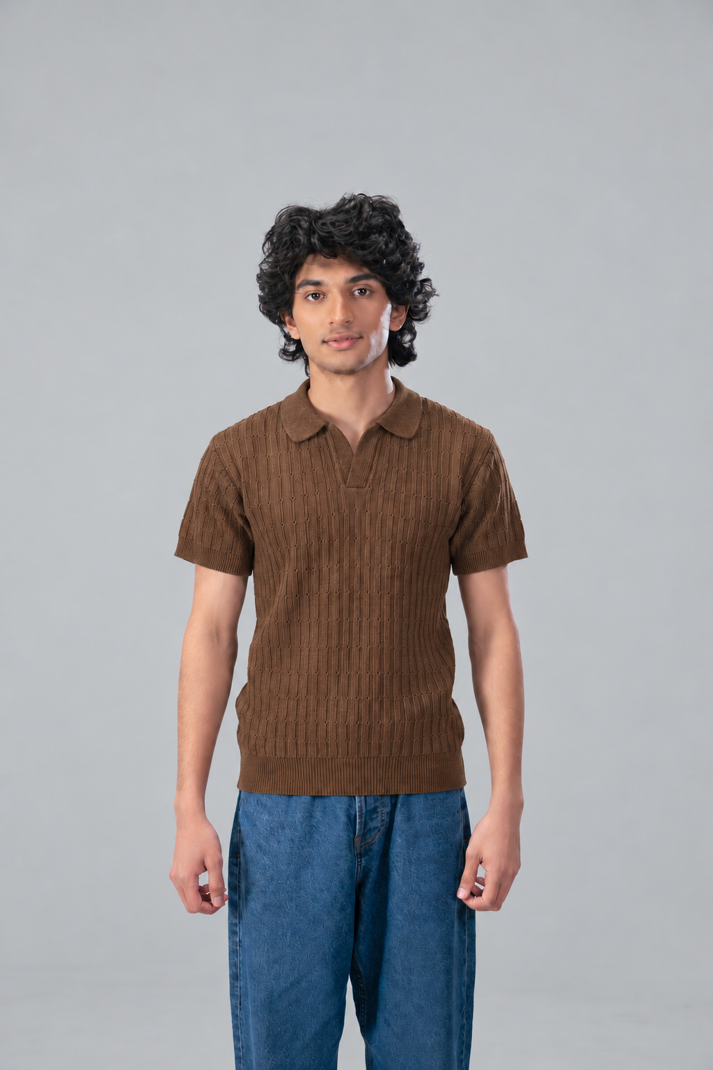 Johnny Collar Cable Knit Polo