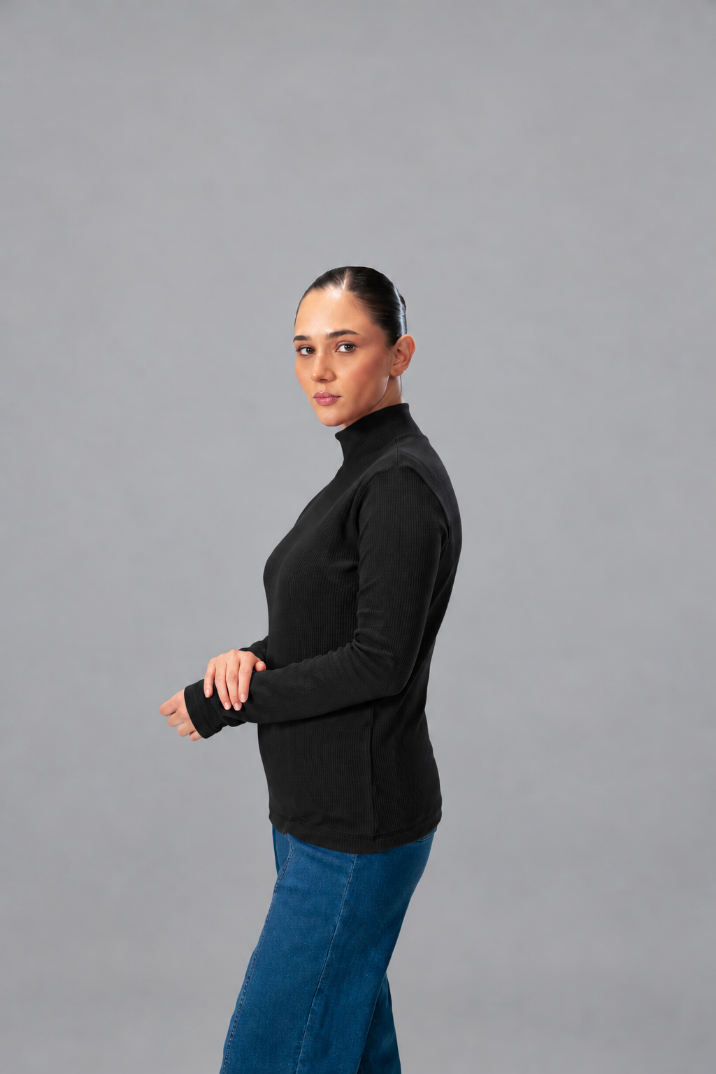 Luxe Ribbed Mock Neck LS