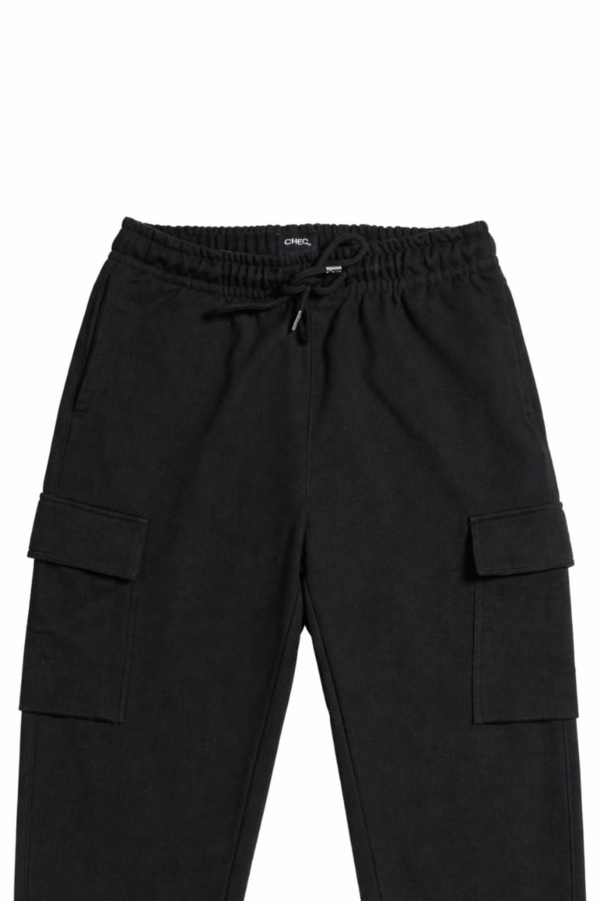 UTILITY CARGO PANT BLACK TOP CLOSEUP Black