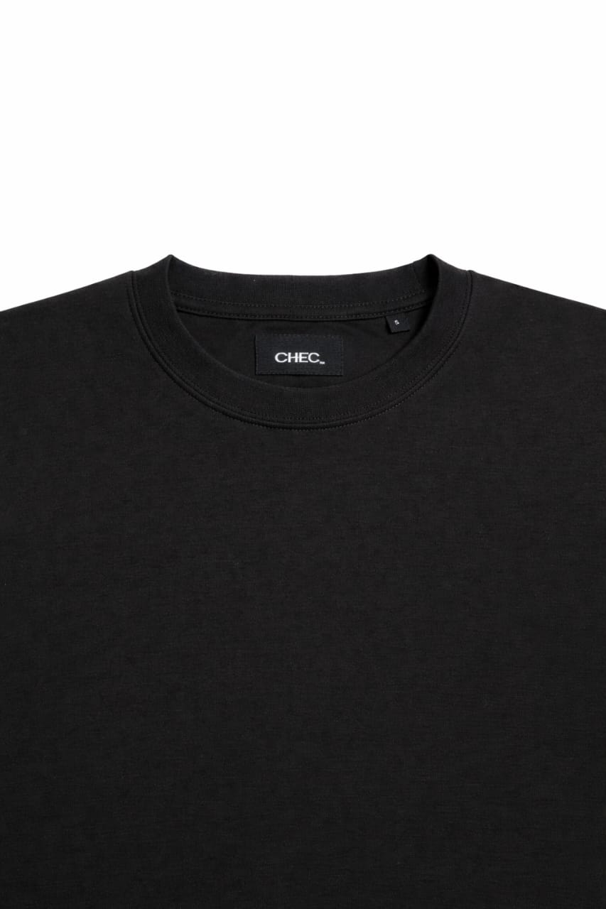 Black tee front flat lay Black