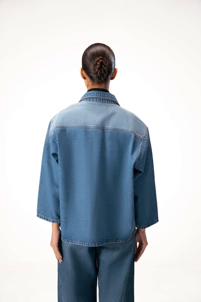 Denim Blouson Jacket Back View