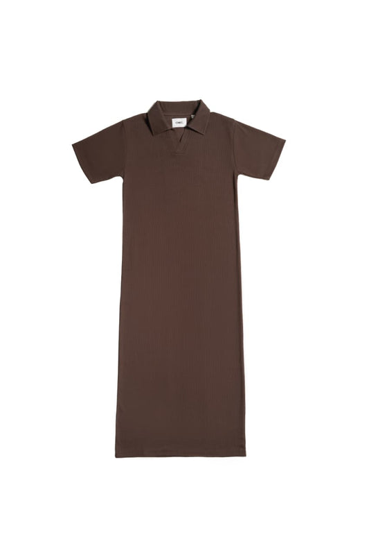 Johny Collar Dress Brown Flatlay Full View Chocolate Martini