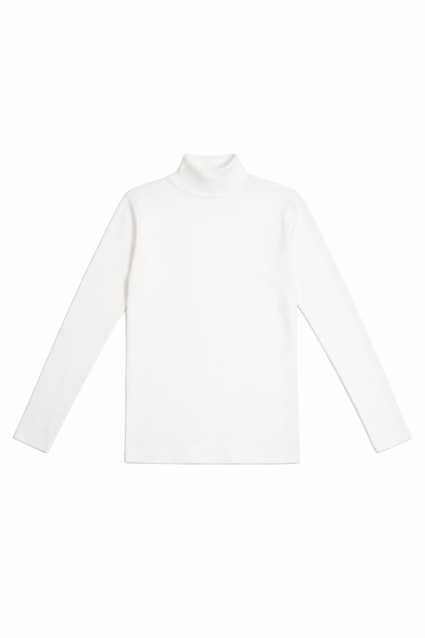 Luxe Ribbed Mock Neck LS White Flatlay Marshmallow