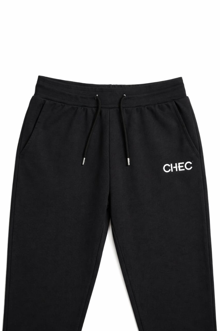 Off Duty Loungewear Set Black Trousers Logo Closeup Black