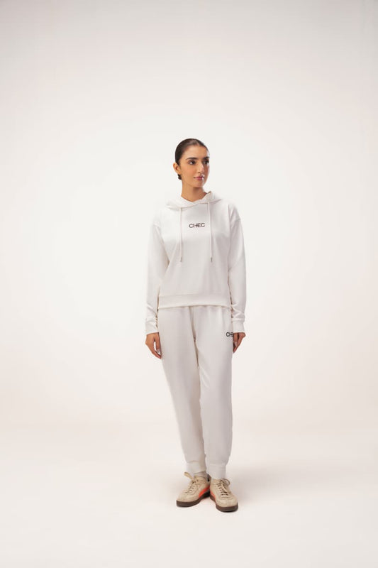 Off Duty Loungewear Set White Front View Full Body Marshmallow