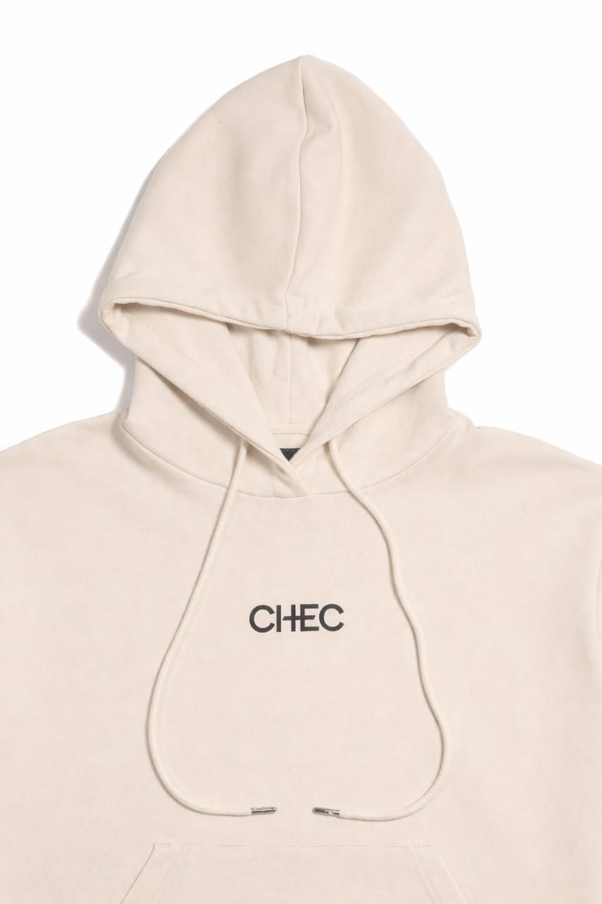 ON-THE-GO HOODIE Offwhite Flatlay Chest Logo Closeup Silver Lining