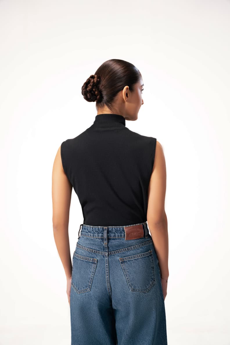 Opal Sleeveless Top Black Back Half Black