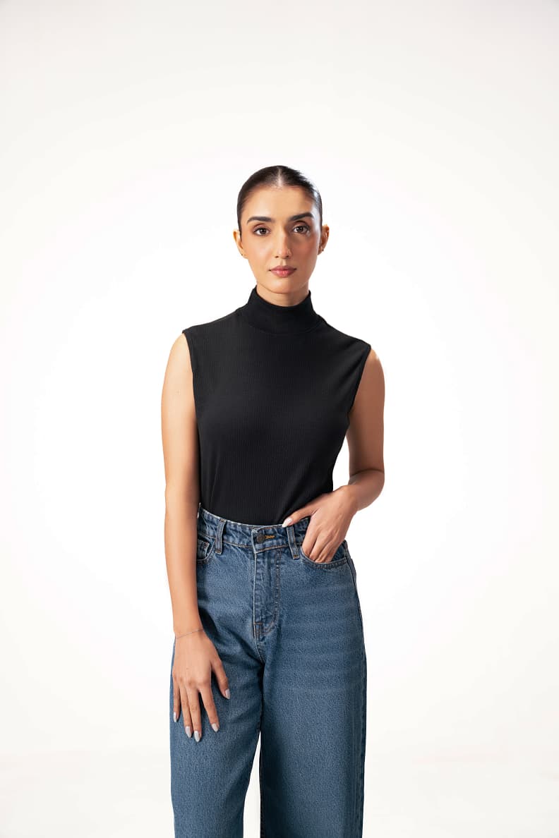 Opal Sleeveless Top Black Front Half Black