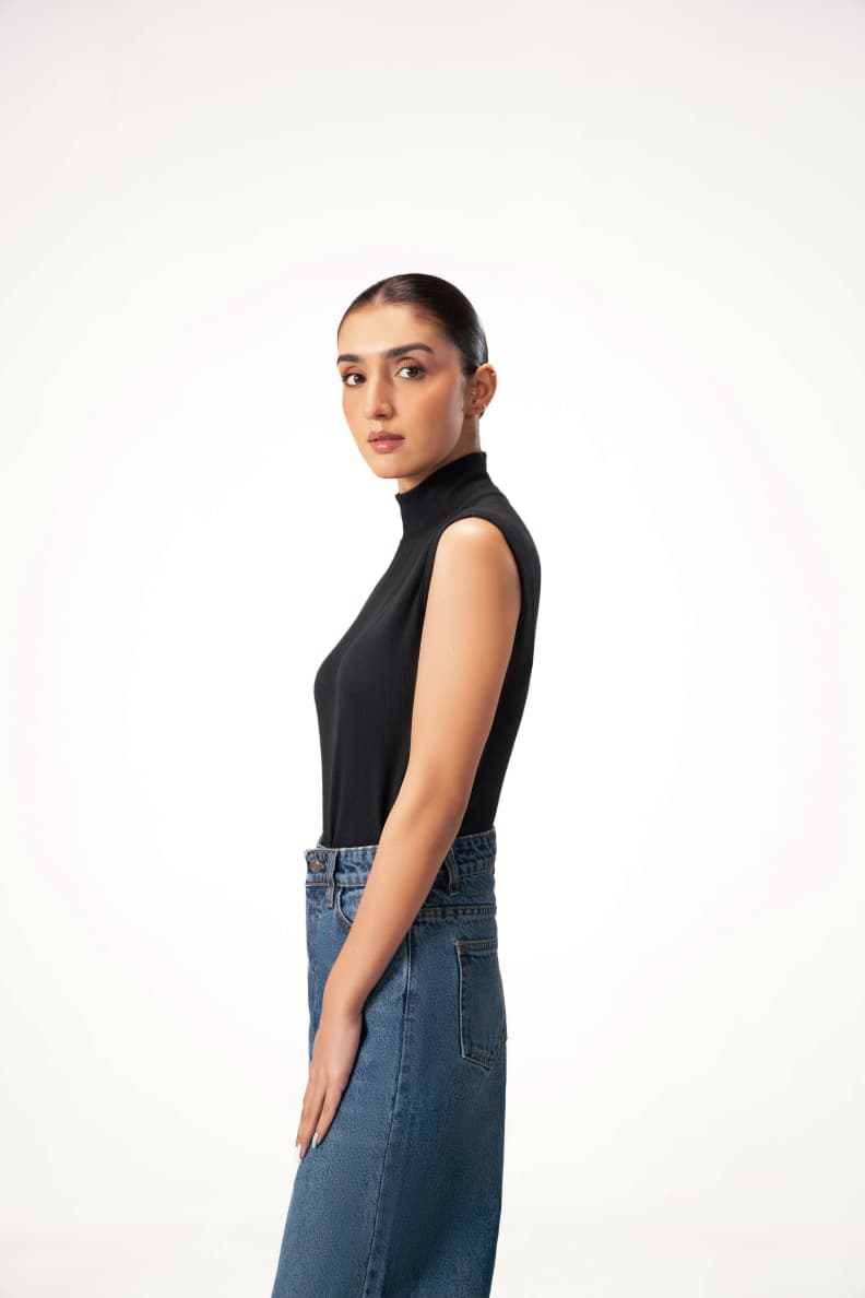 Opal Sleeveless Top Black Side View Black