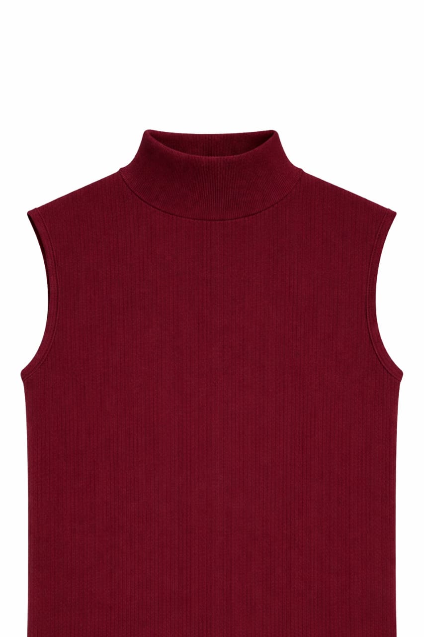 Opal Sleeveless Top Maroon Neck Closeup Burgundy