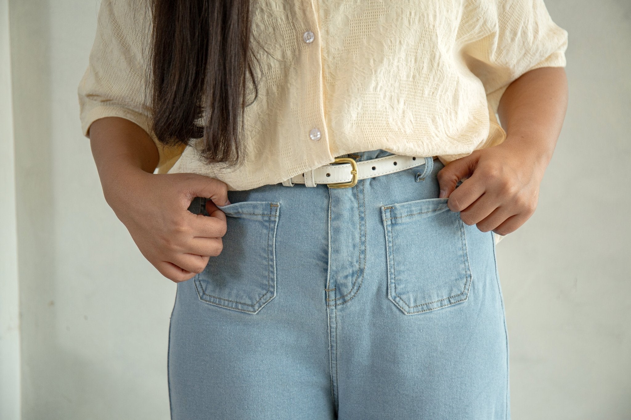 Patch Pocket Wide Leg Jeans - CHEC
