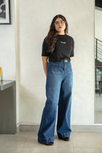 Patch Pocket Wide Leg Jeans - CHEC