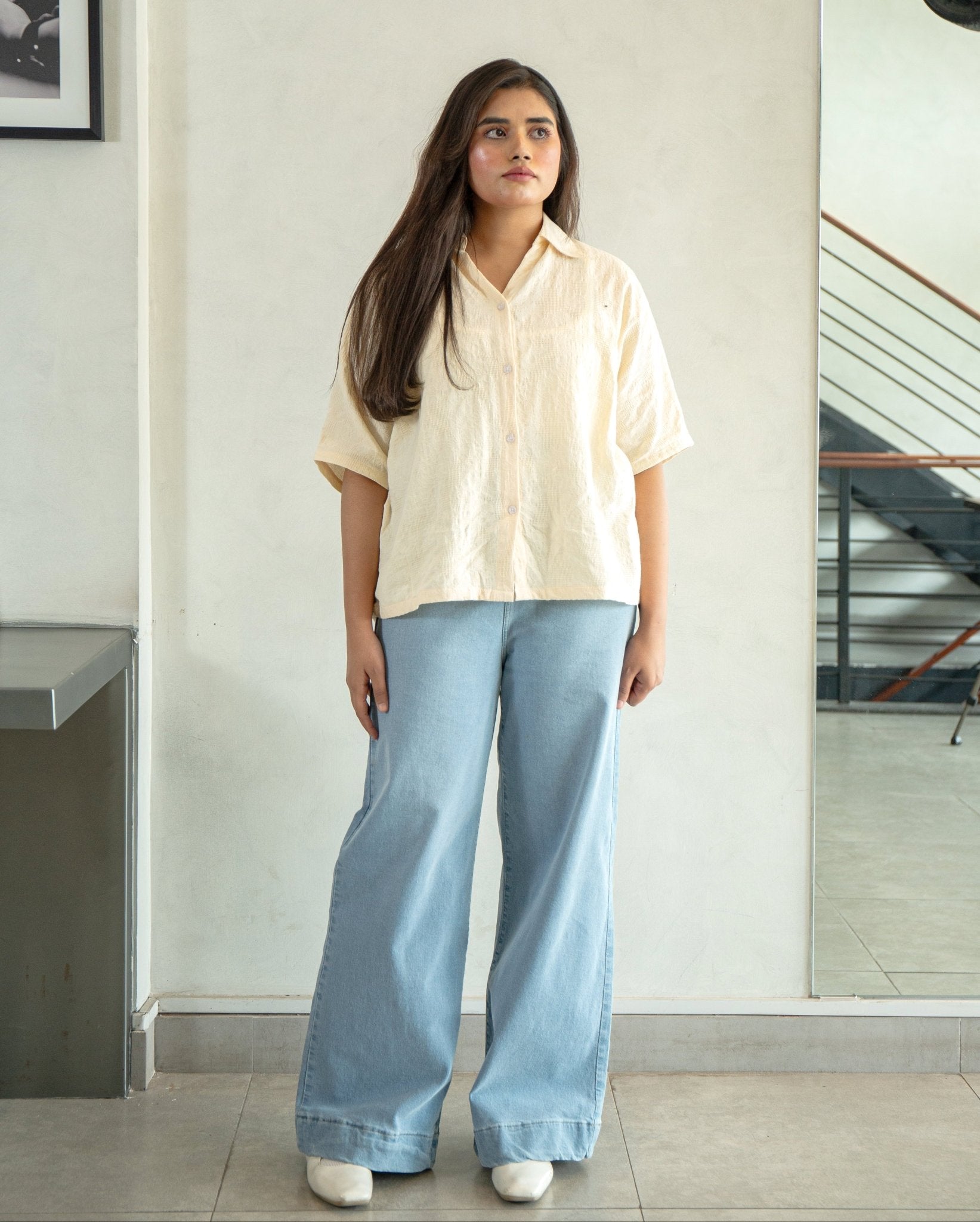 Patch Pocket Wide Leg Jeans - CHEC