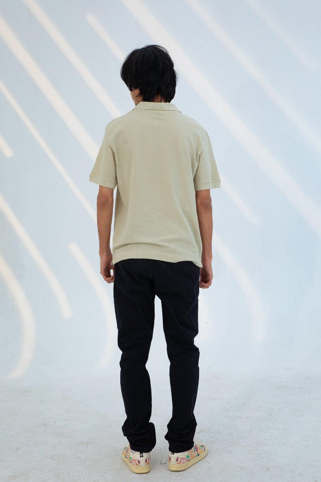 Placket Zip Jacquard Polo Shirt - CHEC