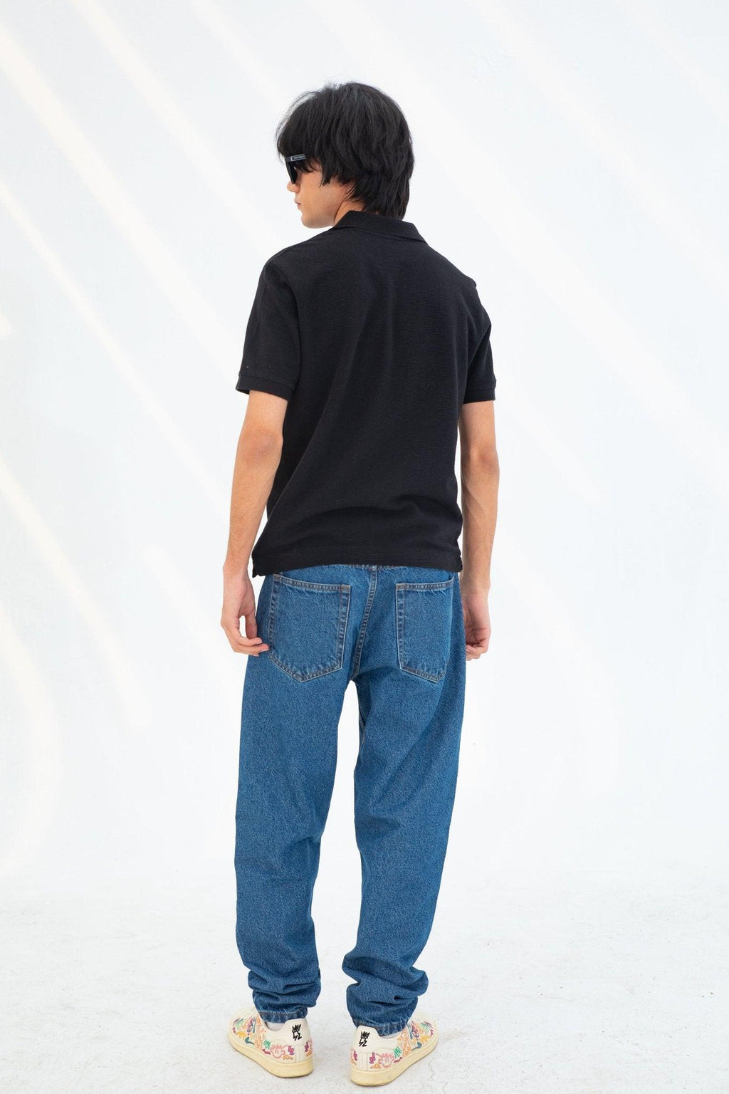 Placket Zip Jacquard Polo Shirt - CHEC